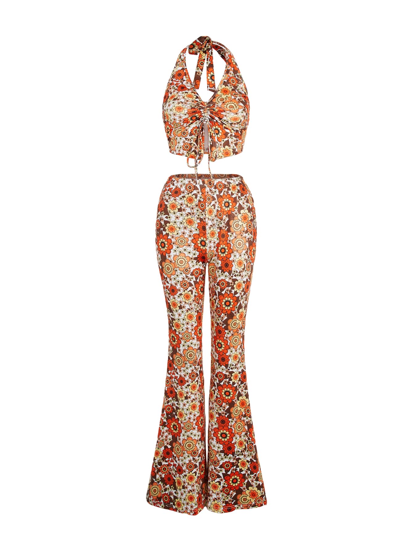 Verdusa Womens Halter Crop & Wide Leg Pant Set - Multicolor M - - outfit set