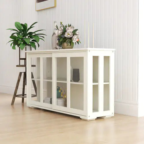 White Glass Door Storage Cabinet - Kia Day Design