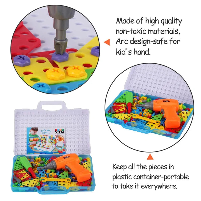 3D Mosaic Puzzle Building Set with Tools - Kia Day Design