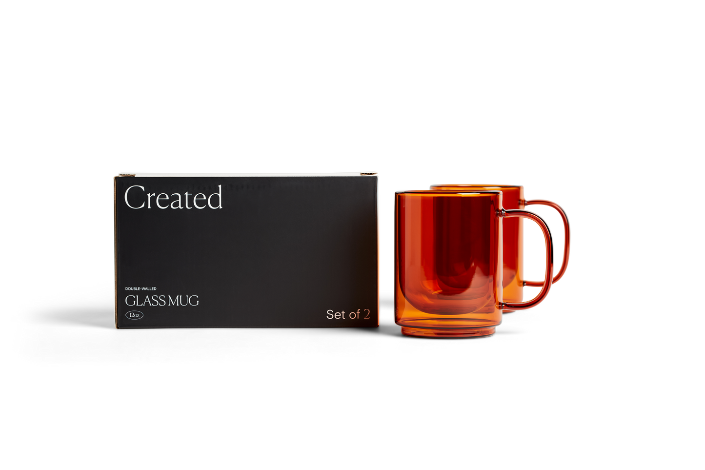 Cove 12oz Glass Mug - Set of 2 - Amber - -