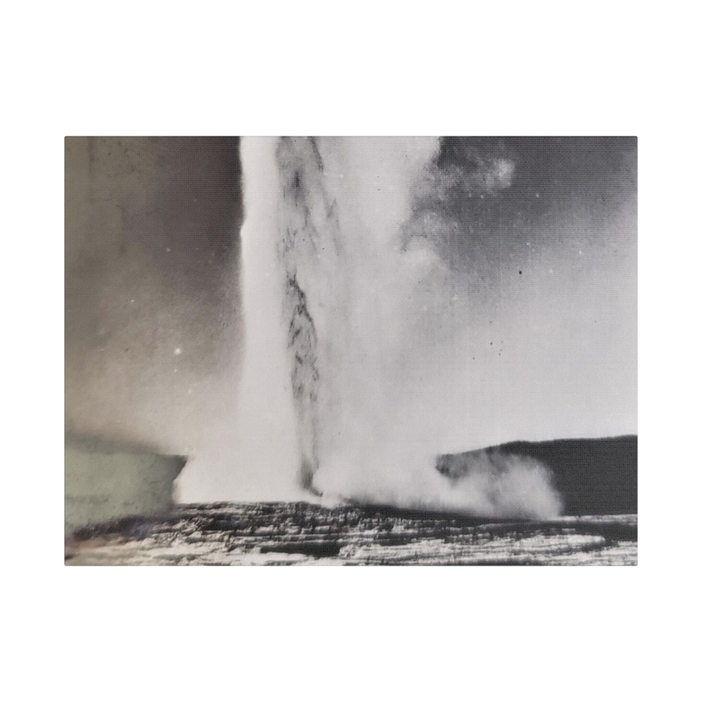 Old Faithful Geyser Yellowstone Satin Canvas Stretched