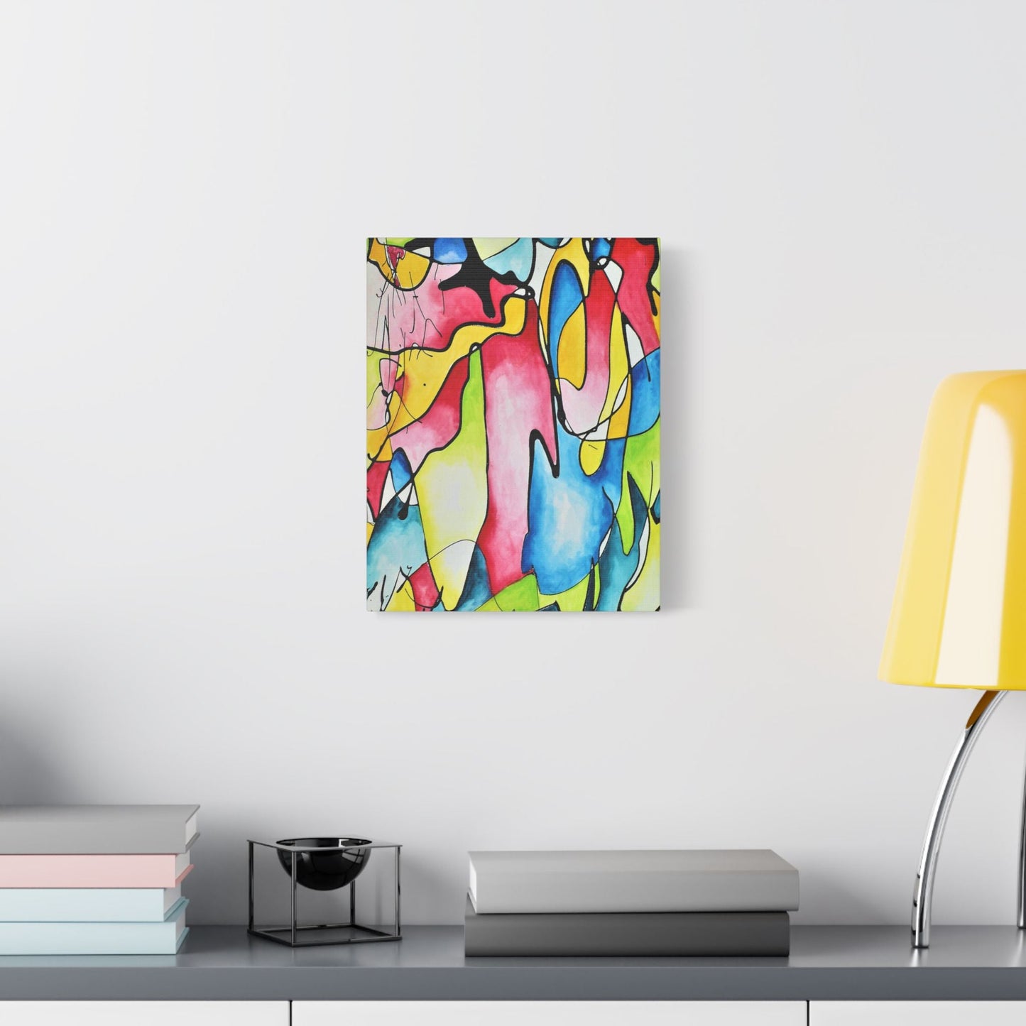 Blue Flame Satin Canvas Stretched