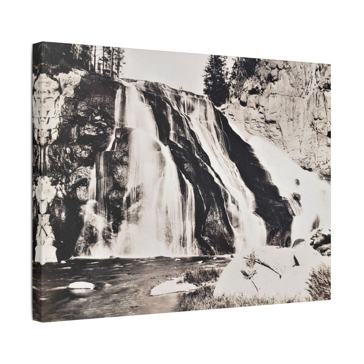 Gibbon Falls Yellowstone Satin Canvas Stretched