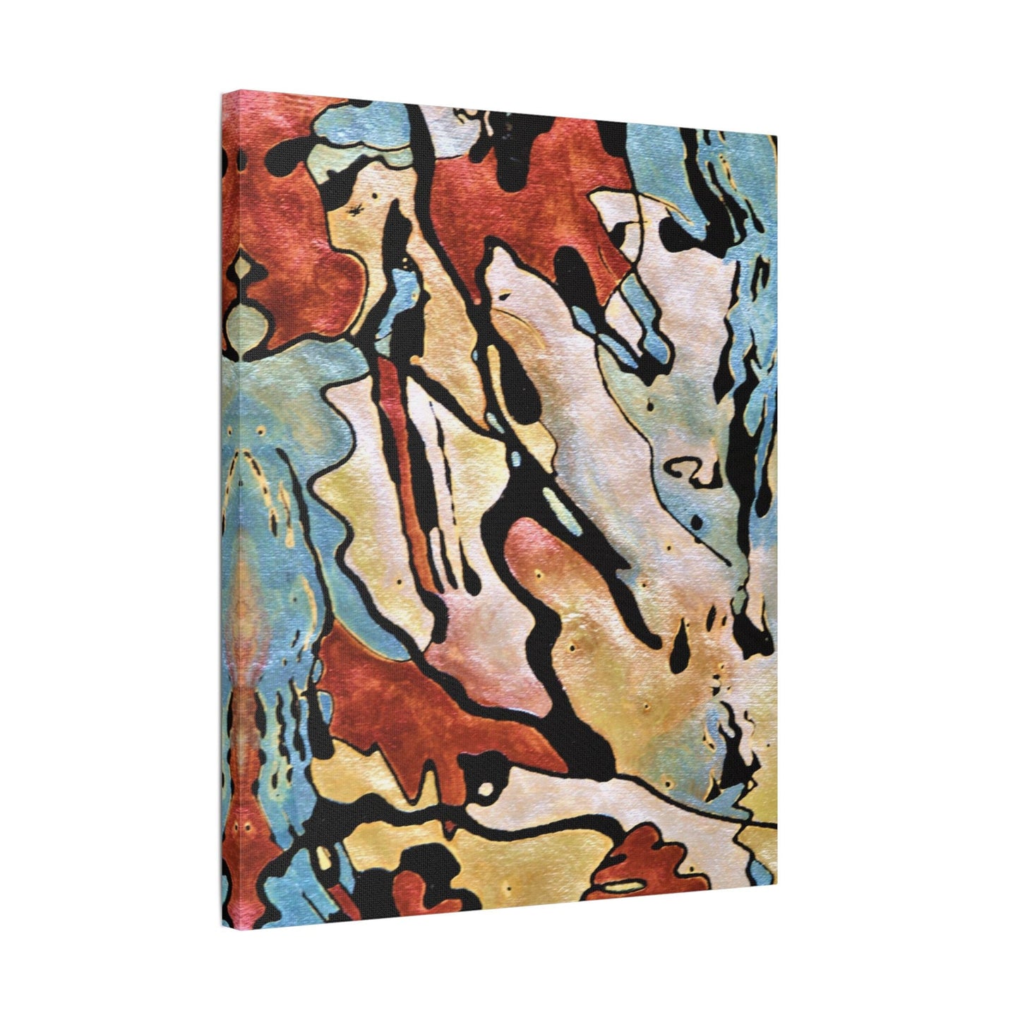 Blue Falls Satin Canvas Stretched