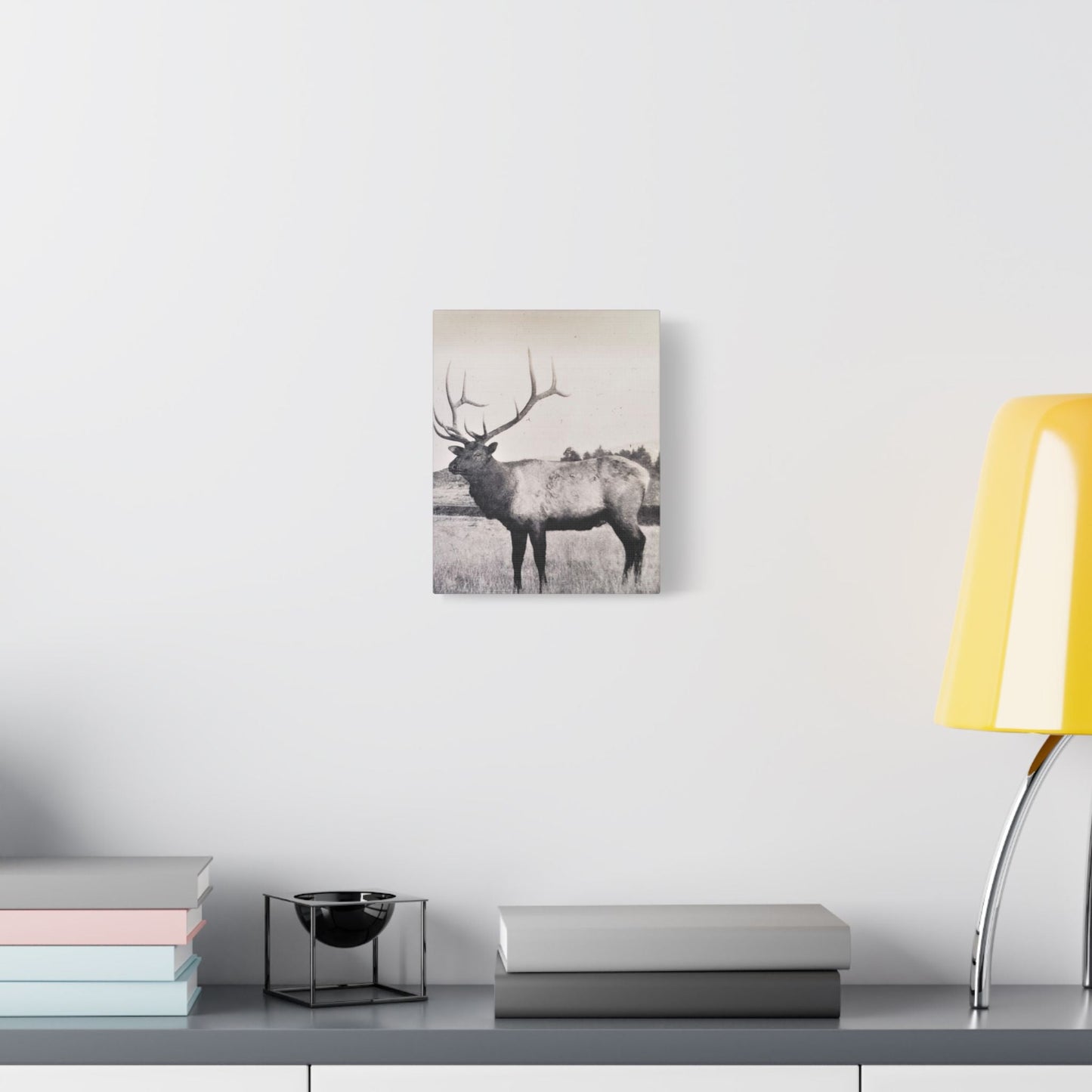 Yellowstone Bull Elk Satin Canvas Stretched 8″ x 10″ (Vertical) 1.5"
