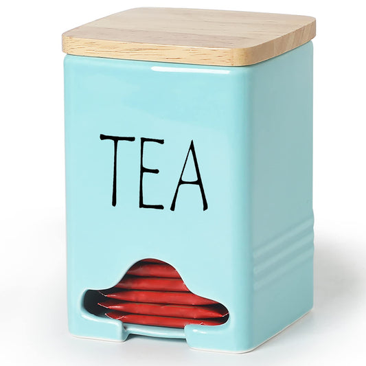 Ceramic Farmhouse Teabag Keeper Turquoise - - tea holder