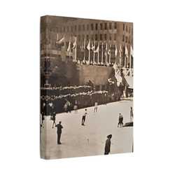 Rockefeller Plaza Easter 1945 Satin Canvas Stretched