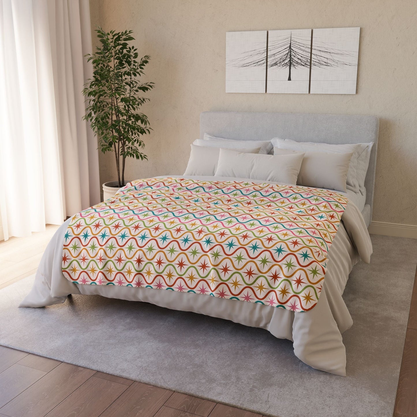Vibrant Geometric Fleece Sherpa Blanket - Kia Day Design