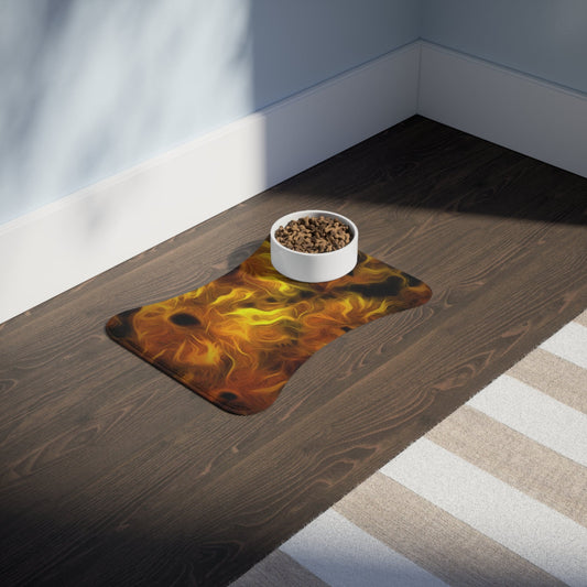 Black Eyed Susan Pet Feeding Mats Bone shape (19" x 14") White