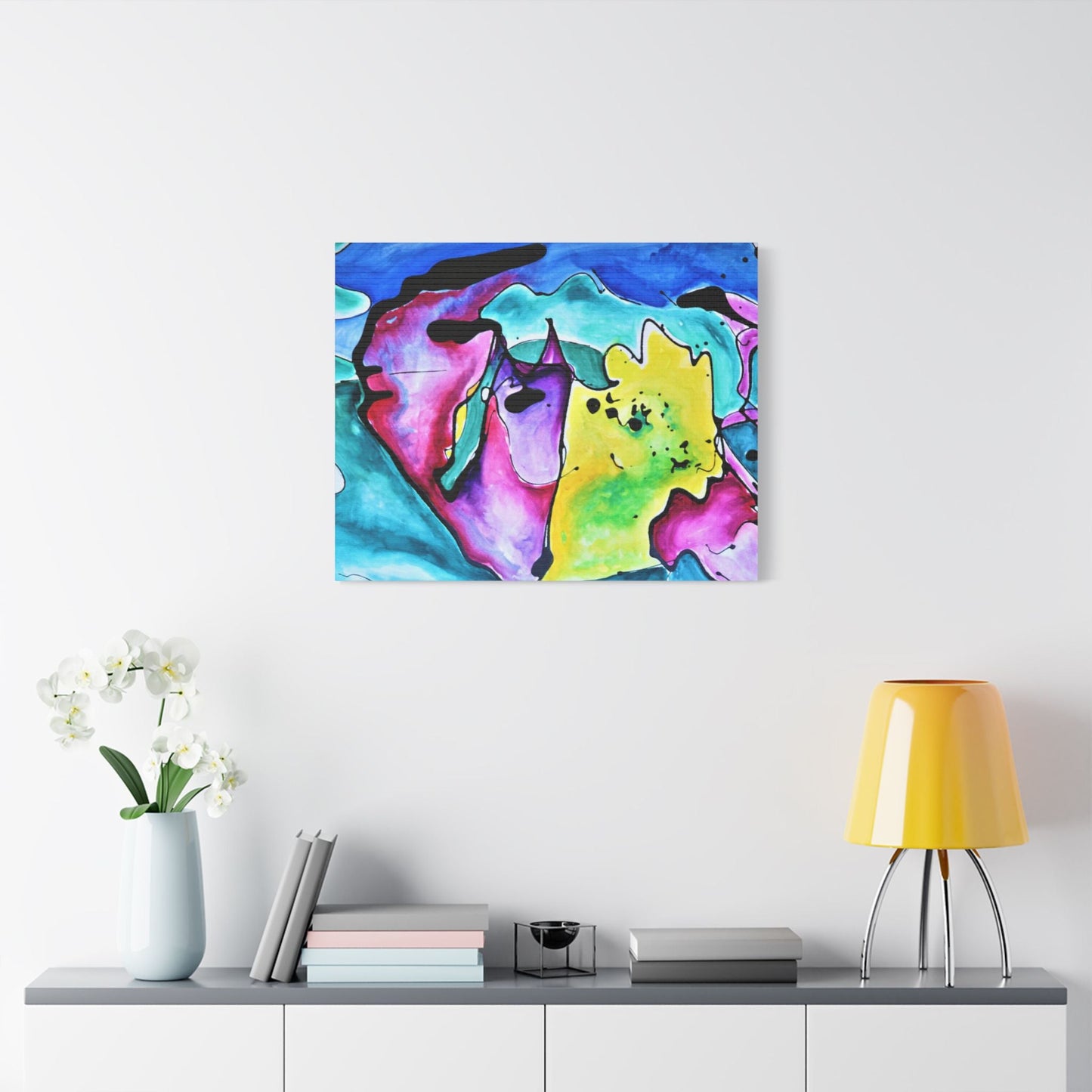 Cat Dog Satin Canvas Stretched