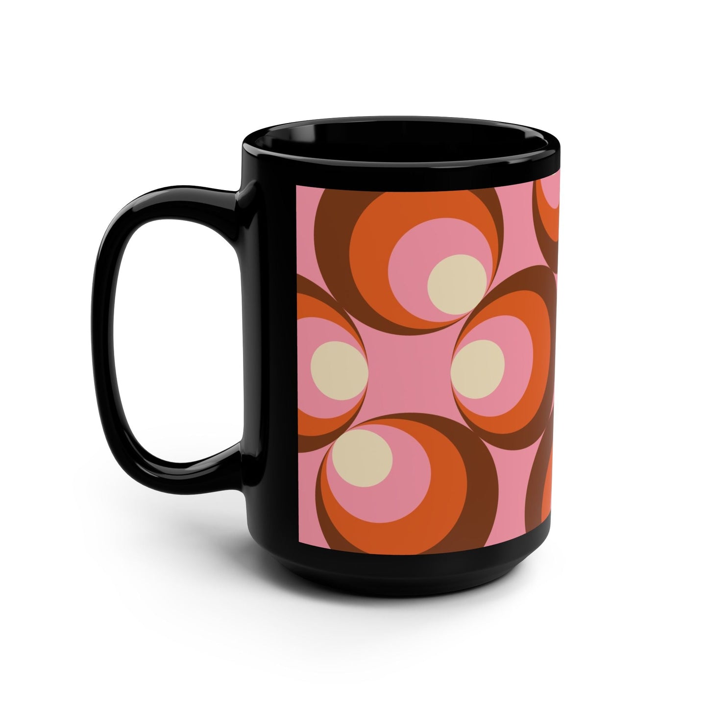 Retro Patterned 15oz Black Mug - Kia Day Design