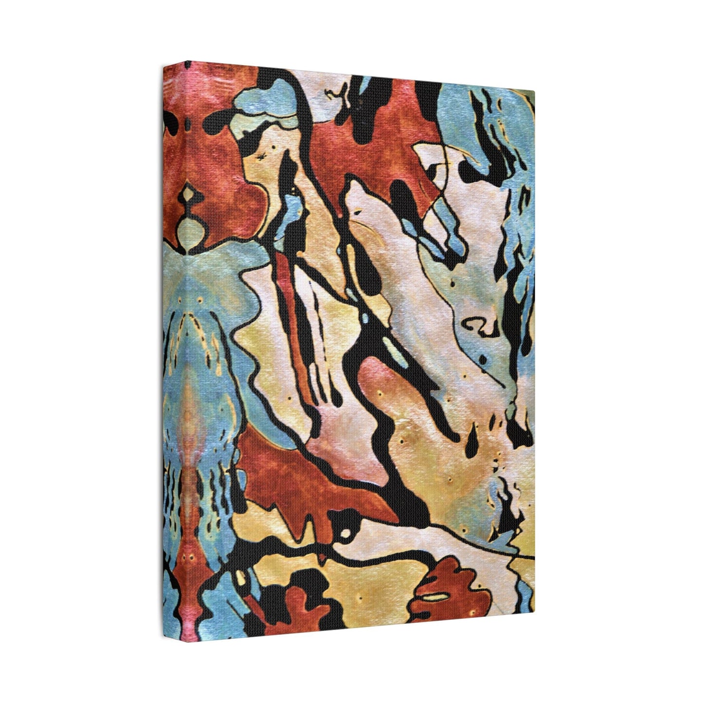 Blue Falls Satin Canvas Stretched