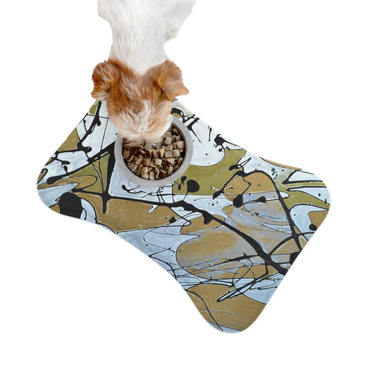 Mardi Gras Pet Feeding Mats Bone shape (19" x 14") White