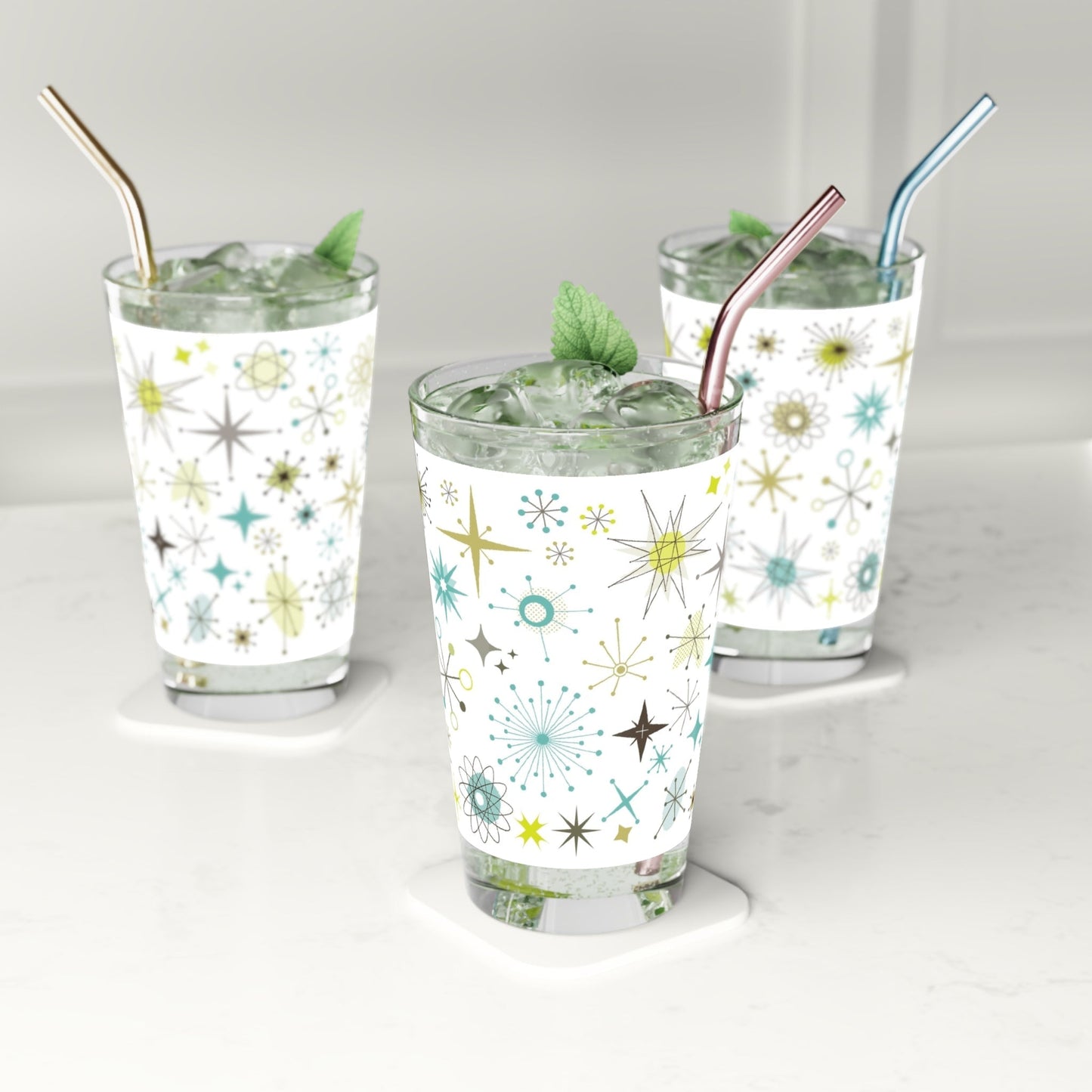 Retro Starburst 16oz Pint Glass - Kia Day Design