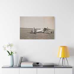 Army Pursuit Plane Ames Airport 1939 Satin Canvas Stretched 36″ x 24″ (Horizontal) 1.5"