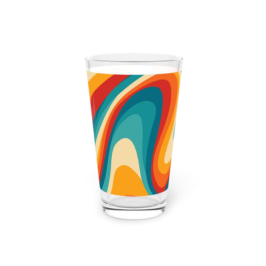 Colorful Retro Swirl 16oz Pint Glass - Kia Day Design