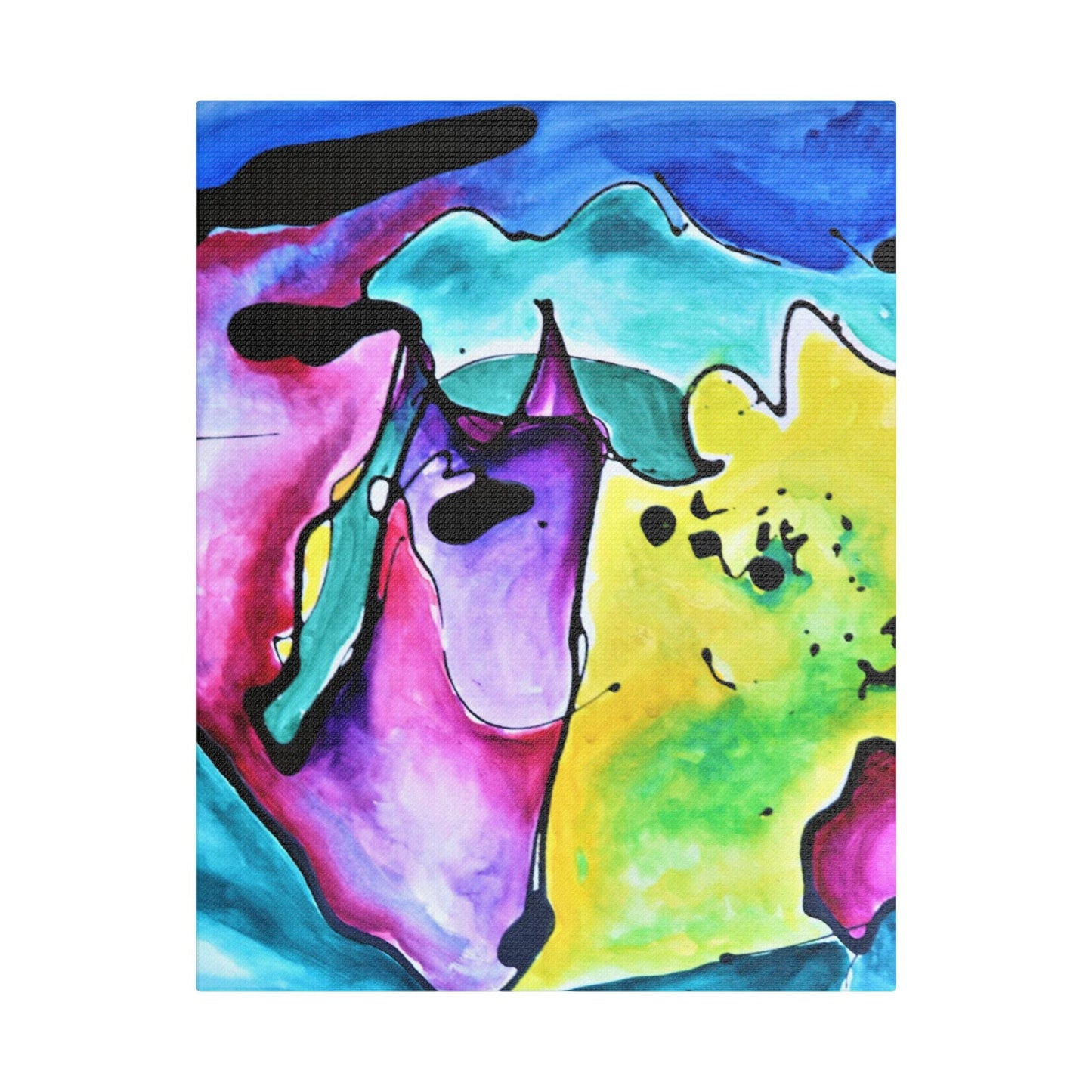 Cat Dog Satin Canvas Stretched 11″ x 14″ (Vertical) 1.5"