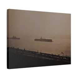 Navy Day New York October 27th 1945 War Ships Satin Canvas Stretched