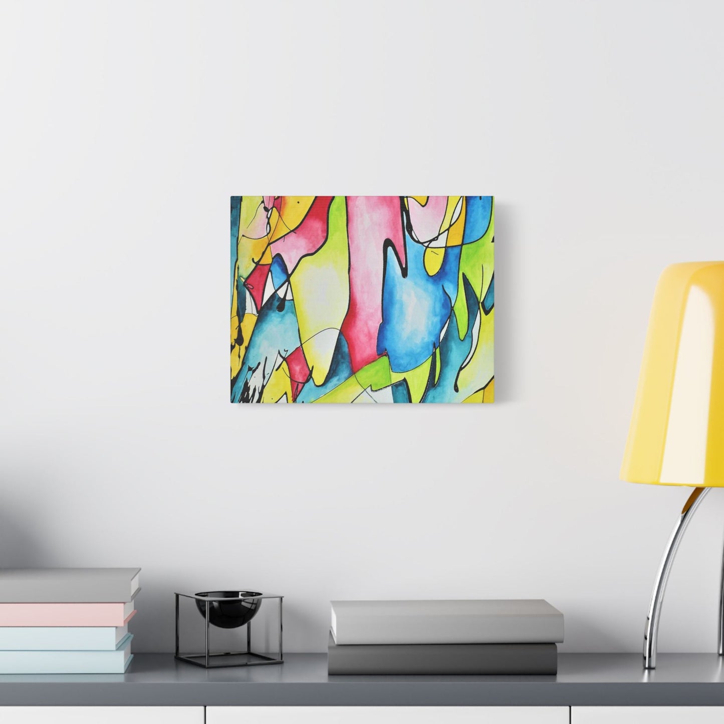 Blue Flame Satin Canvas Stretched