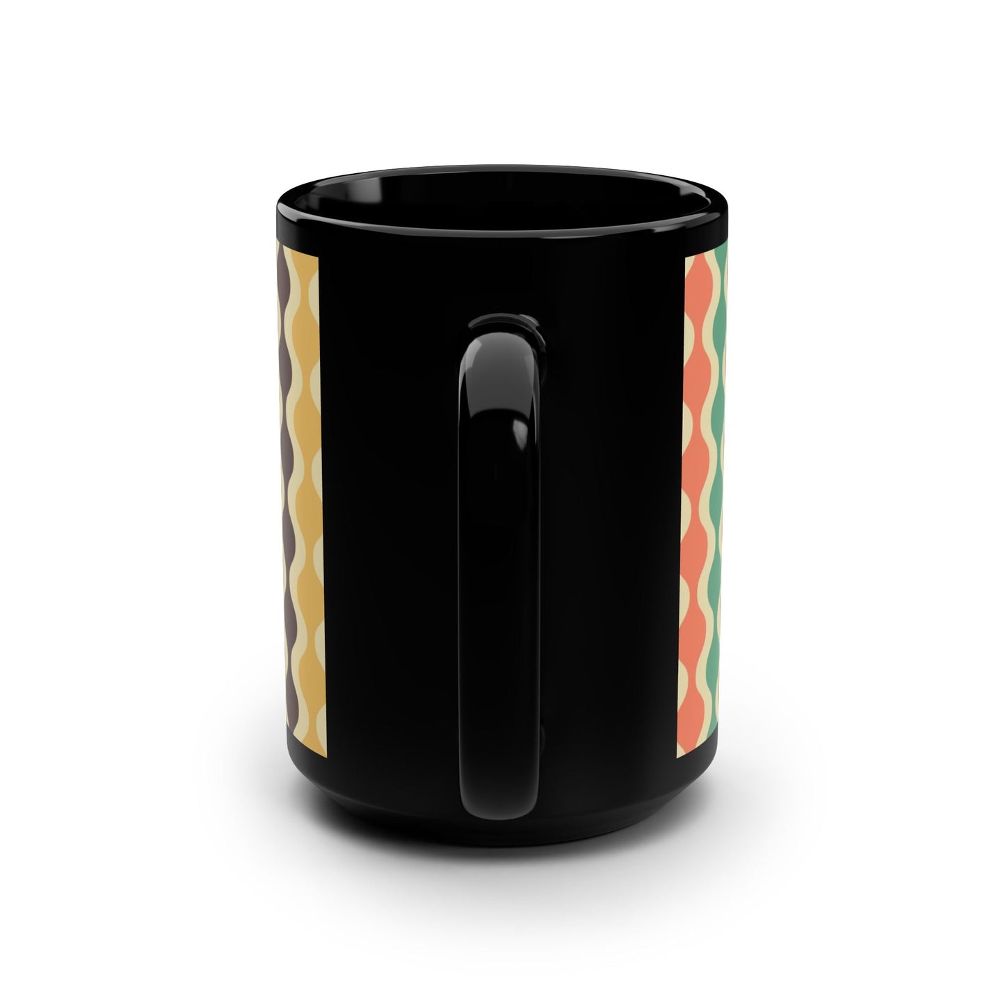 Retro Wave Pattern Black Mug - 15oz - Kia Day Design