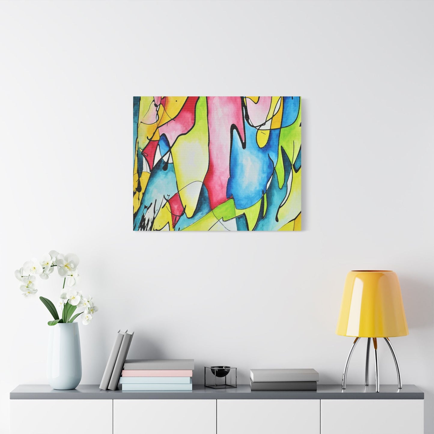 Blue Flame Satin Canvas Stretched