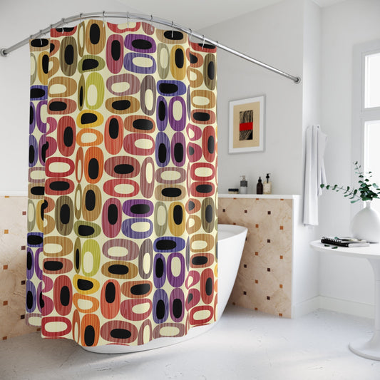 Retro Geometric Shower Curtain - - Home Decor