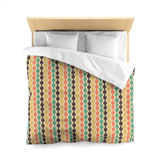 Wavy Pattern Microfiber Duvet Cover - Queen White - Home Decor