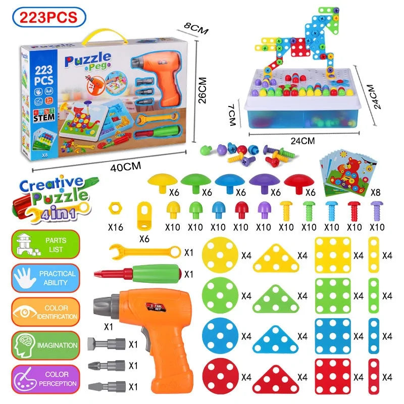 3D Mosaic Puzzle Building Set with Tools - Kia Day Design