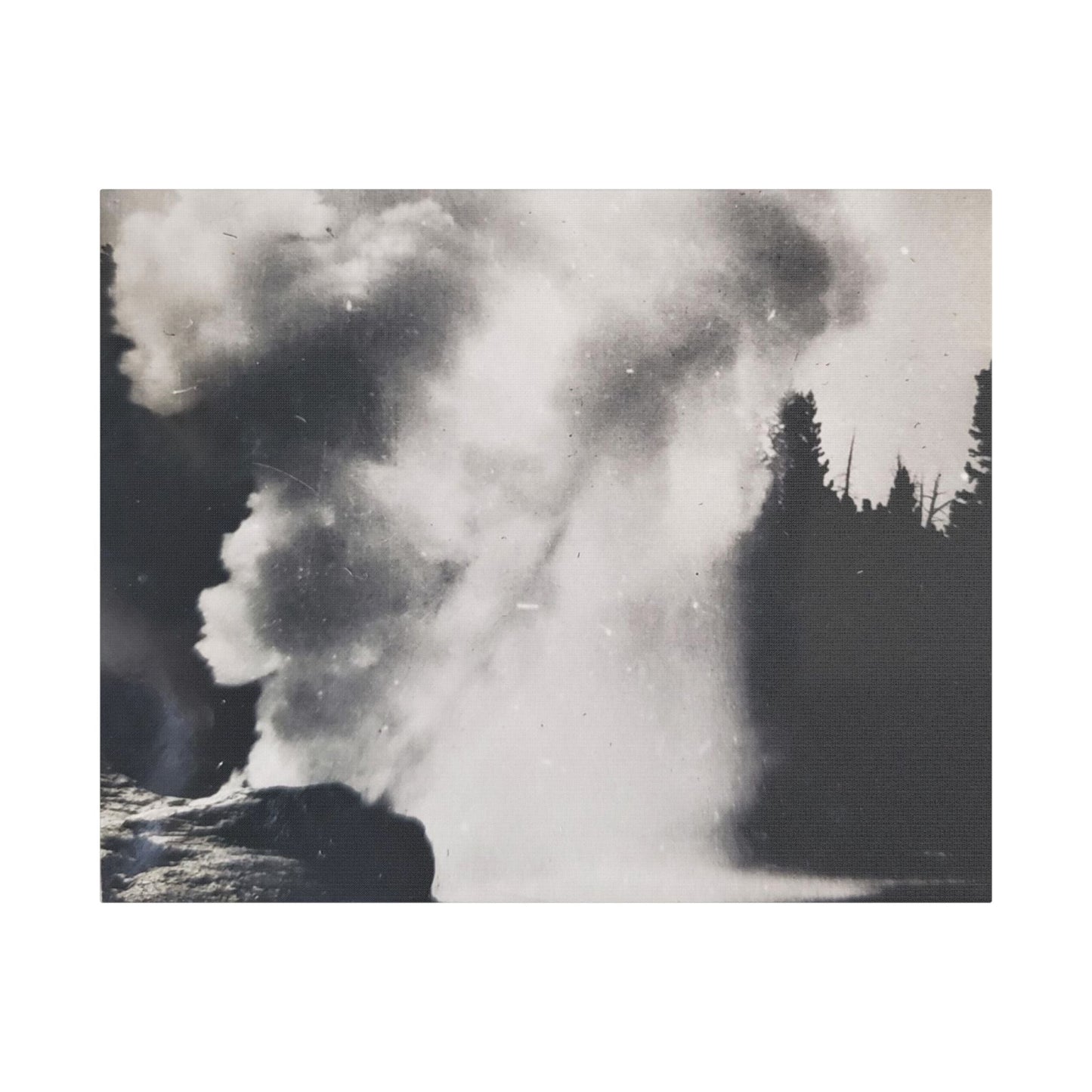 Riverside Geyser Yellowstone Satin Canvas Stretched