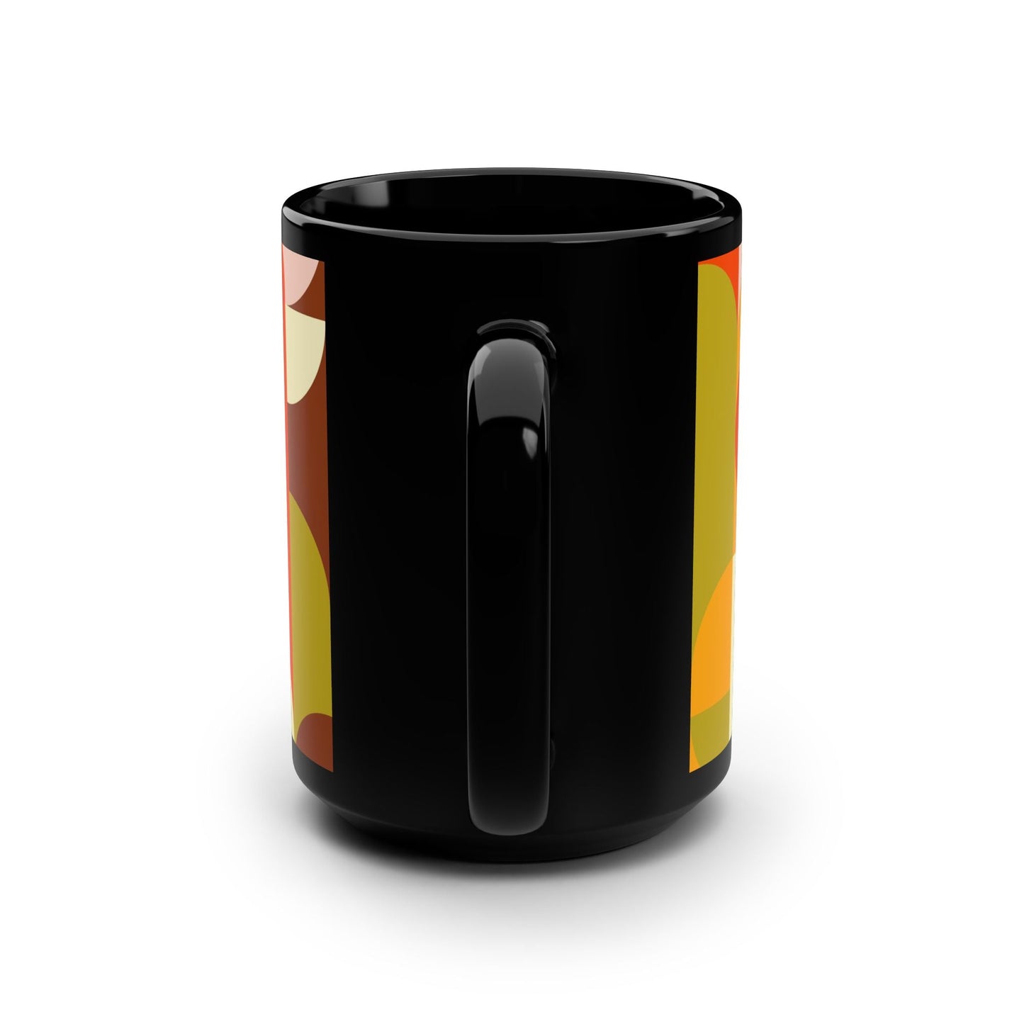 Retro Geometric Design Mug - 15oz Black Coffee Cup - Kia Day Design