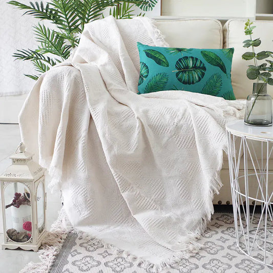 White Sofa Cover Casual Throw Blanket - Kia Day Design