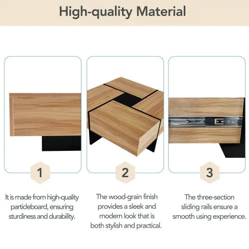 Unique Design Coffee Table With 4 Hidden Storage Compartments Brown - - table