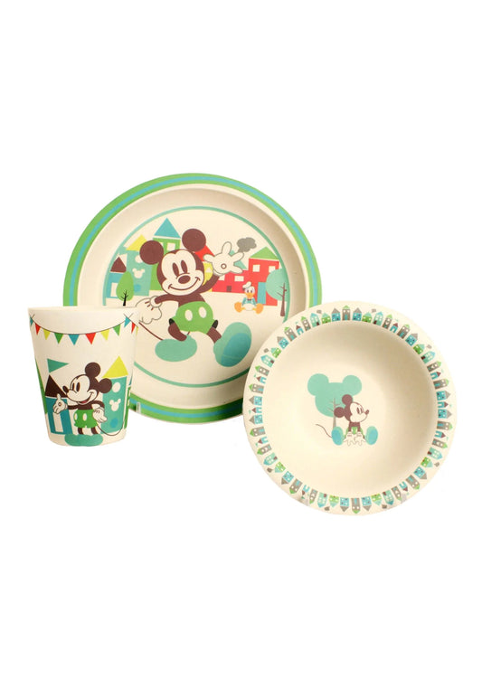 Disney Mickey Celebrations Bamboo Dinnerware 3-Piece Set - - plate set