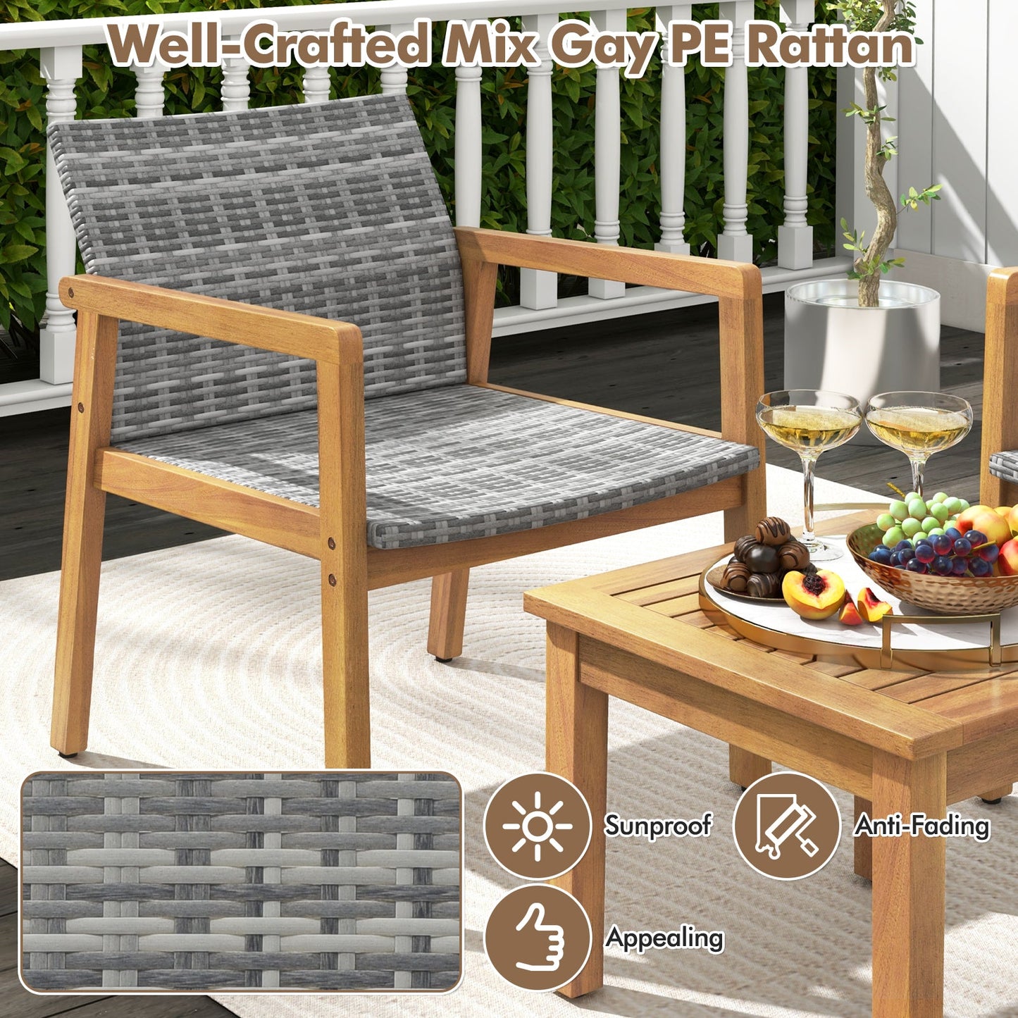 3 Pieces Patio Furniture Set with Chair- DirectDeals- {{Product type}}