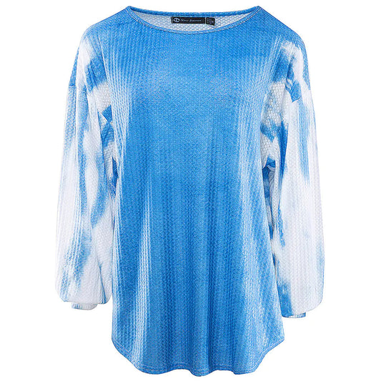 Tie-Dye Gradient Casual Women's Sweater - Blue S - sweater