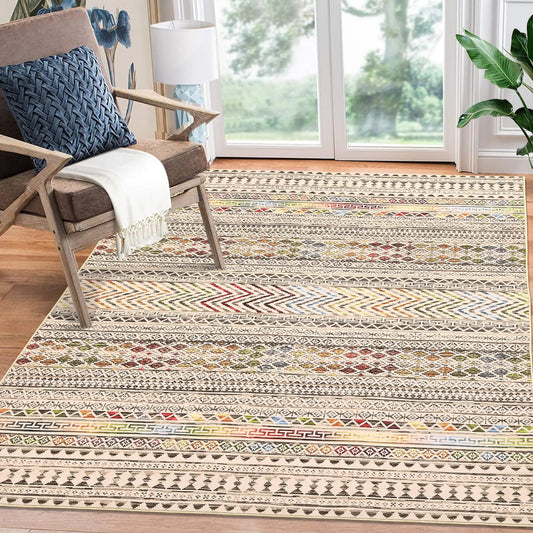 Geometric Area Rug Washable Non Slip Low Pile Accent Rug - Kia Day Design