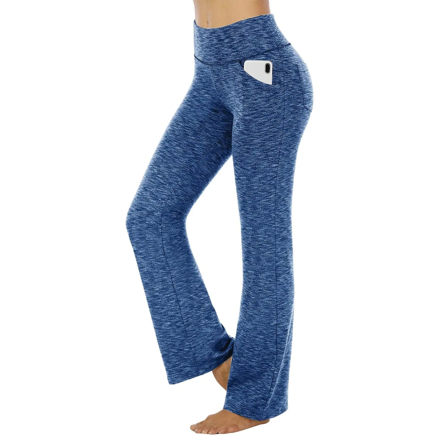 High Waisted Flare Yoga Pants with Pockets - - pants