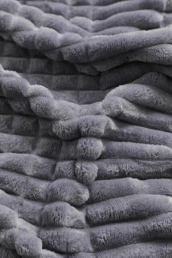 Merinos Modern Line 3 Piece Double Blanket Set Dark Gray Kia Day Design