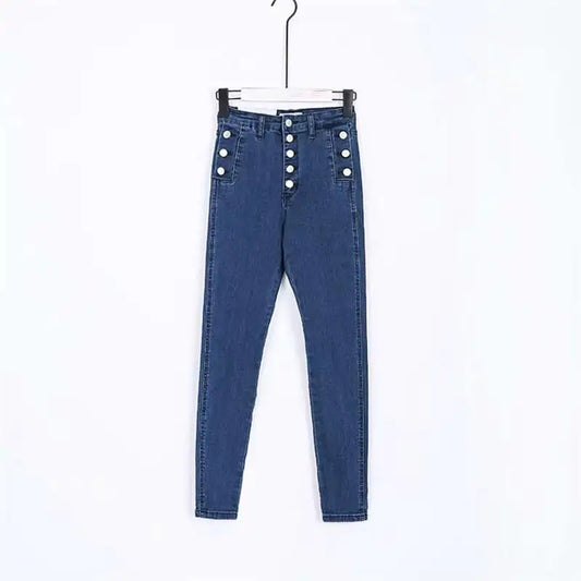 High Waist Button Down Thick Jeans for Women - Kia Day Design