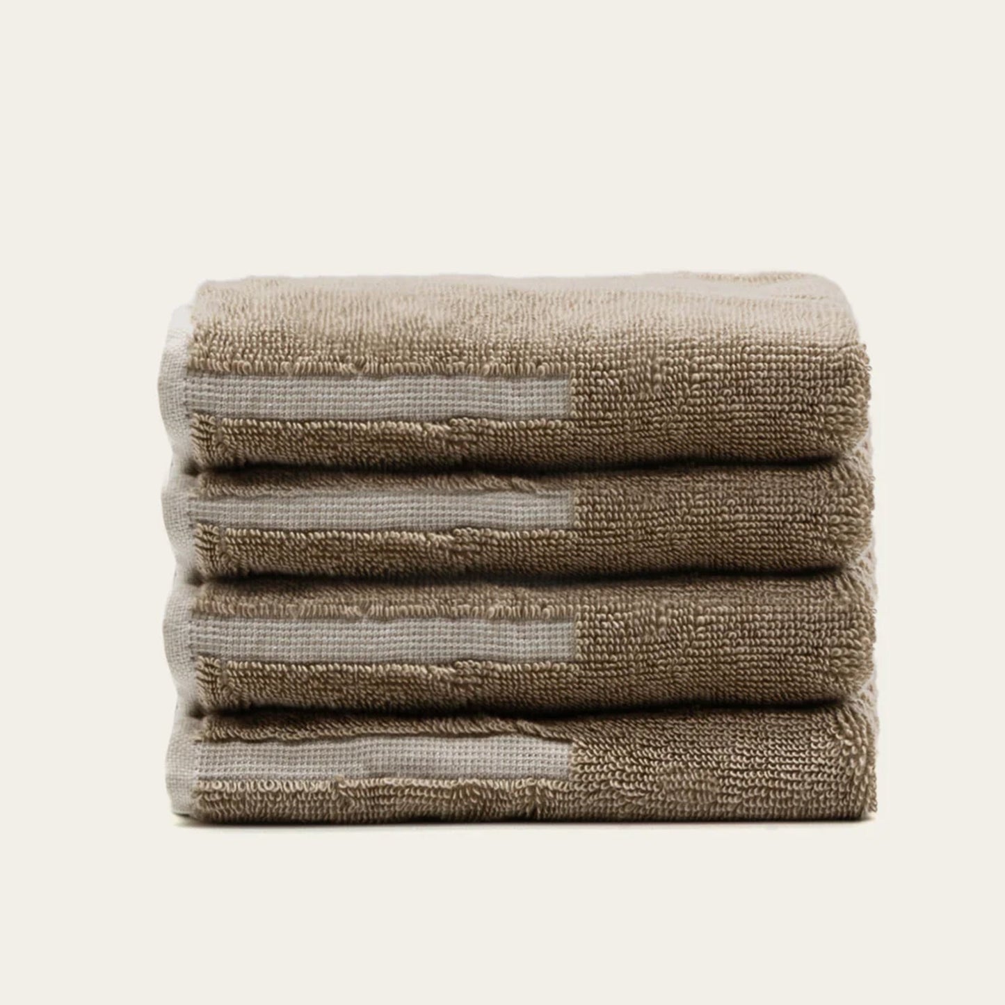 Sorrel Australian Cotton Towels - Tan & Ecru Washcloth (Set of 4) -