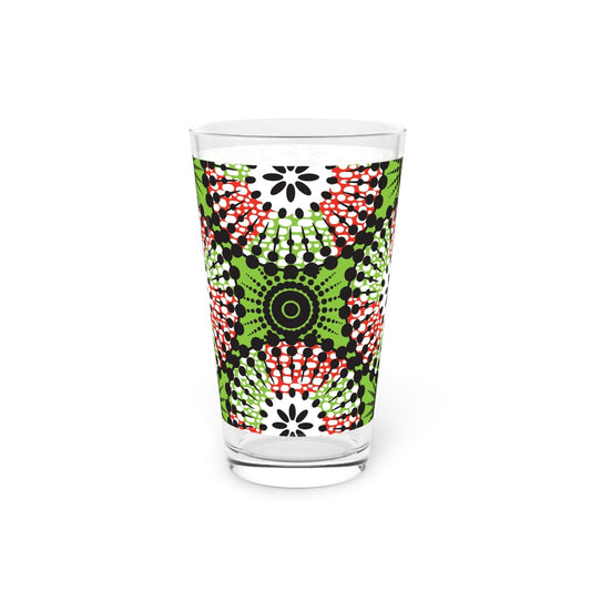 Green Colorful Mandala Pint Glass 16oz - Kia Day Design