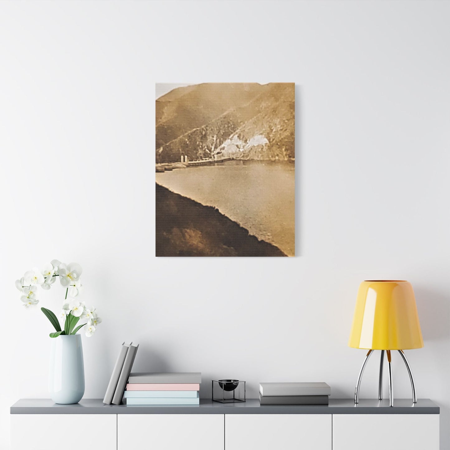 Morris Dam Lake Satin Canvas Stretched 24" x 30" (Vertical) 1.5"
