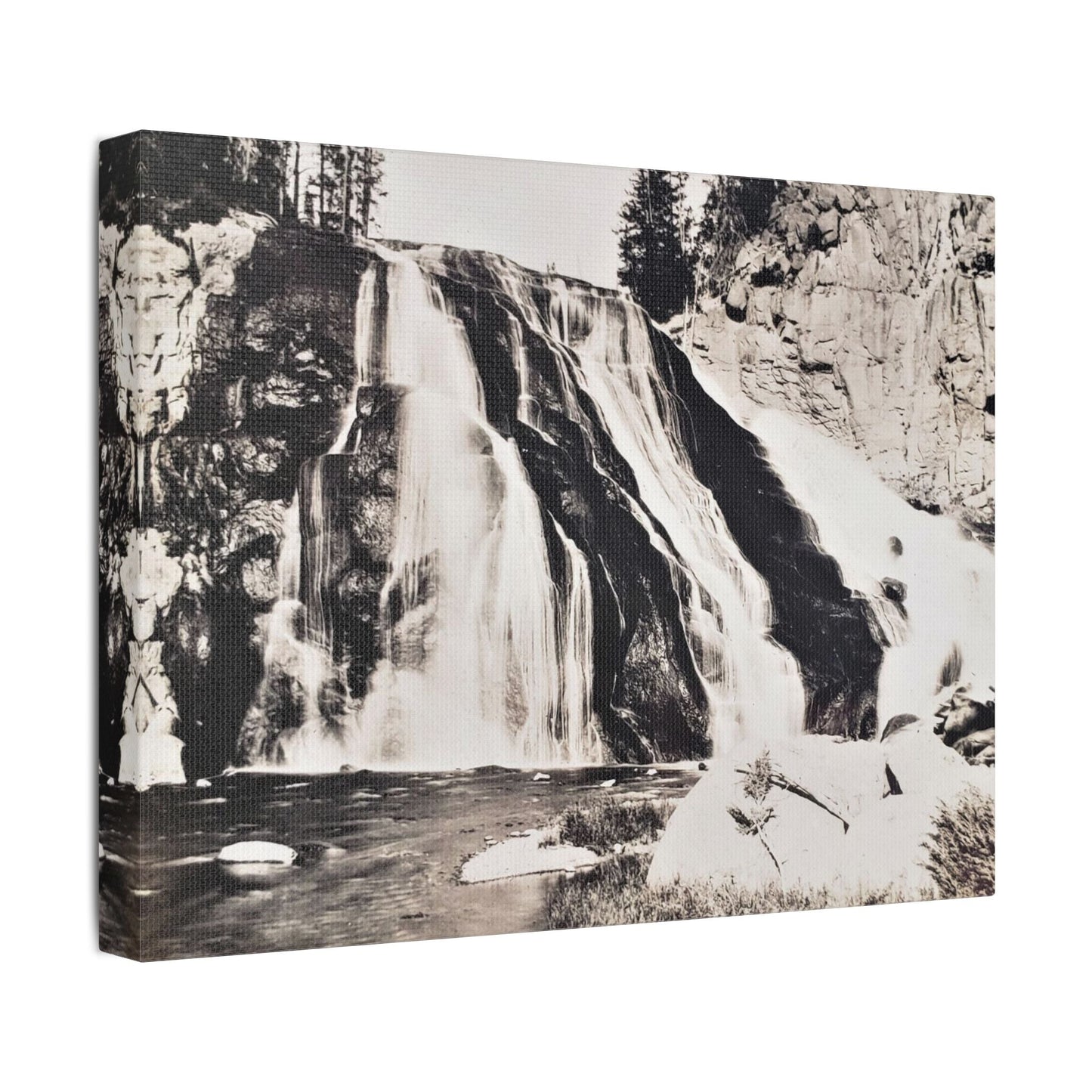 Gibbon Falls Yellowstone Satin Canvas Stretched