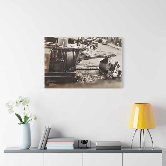 Concrete Worker Satin Canvas Stretched