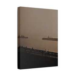 Navy Day New York October 27th 1945 War Ships Satin Canvas Stretched
