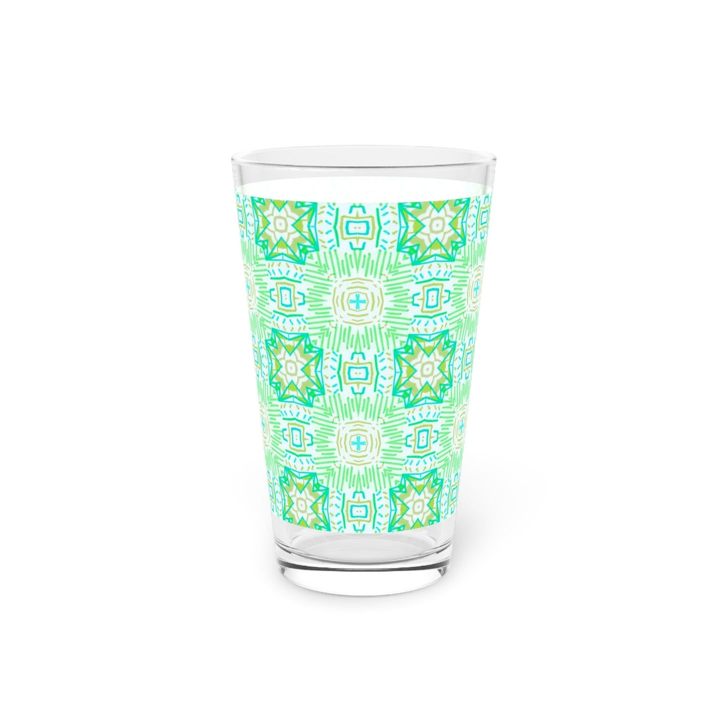 Light Green Geometric Pint Glass - 16oz - Kia Day Design