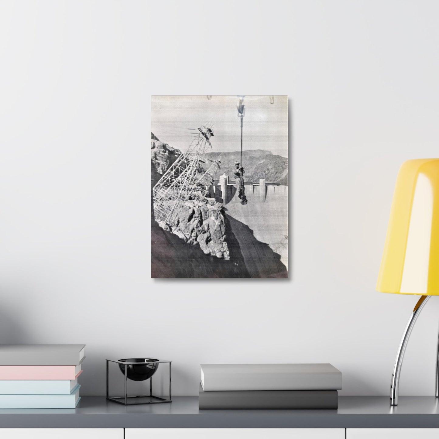 Suspended Boulder Dam Worker Stretched Canvas 1.5" 12″ x 16″