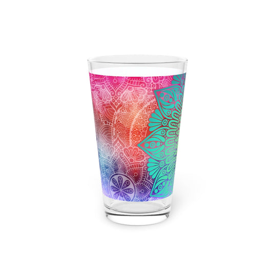Colorful Mandala Pint Glass - 16oz - Kia Day Design