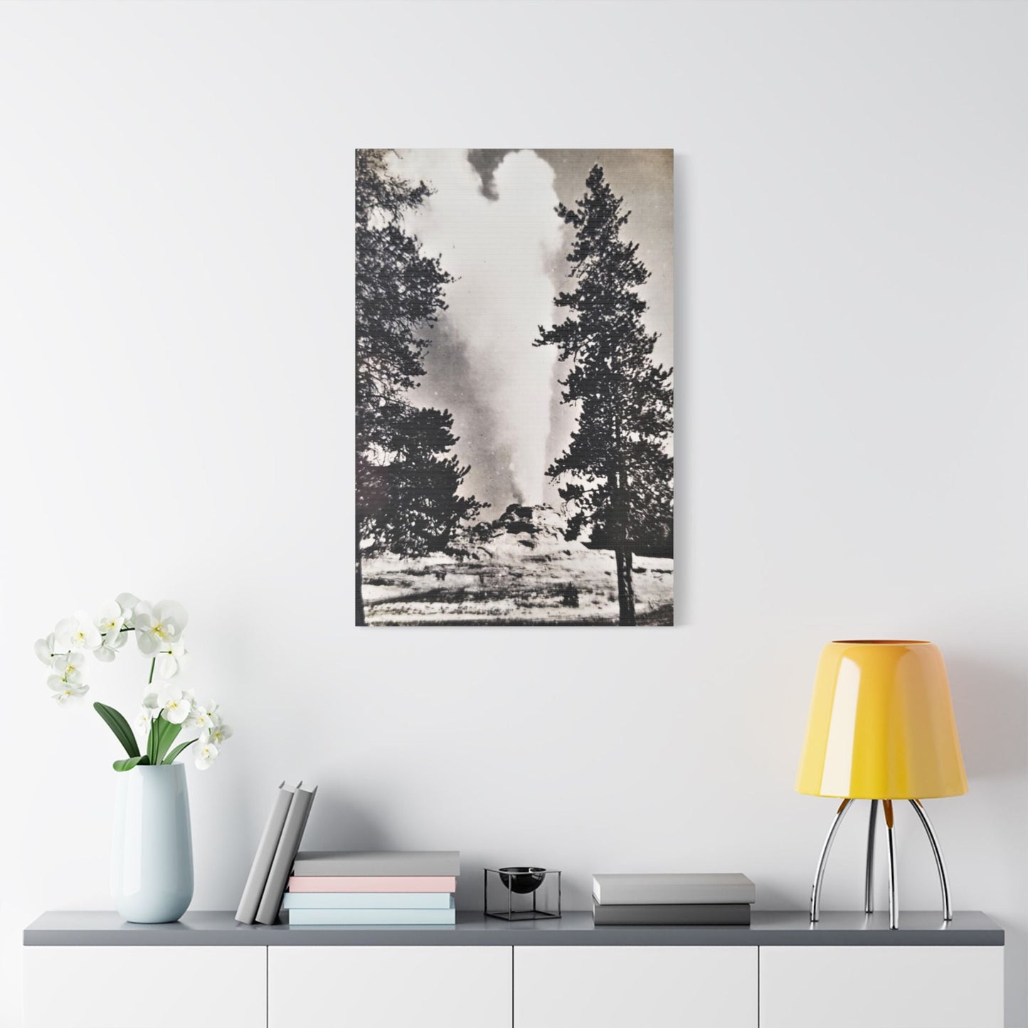 Castle Geyser Yellowstone Satin Canvas Stretched 24″ x 36″ (Vertical) 1.5"