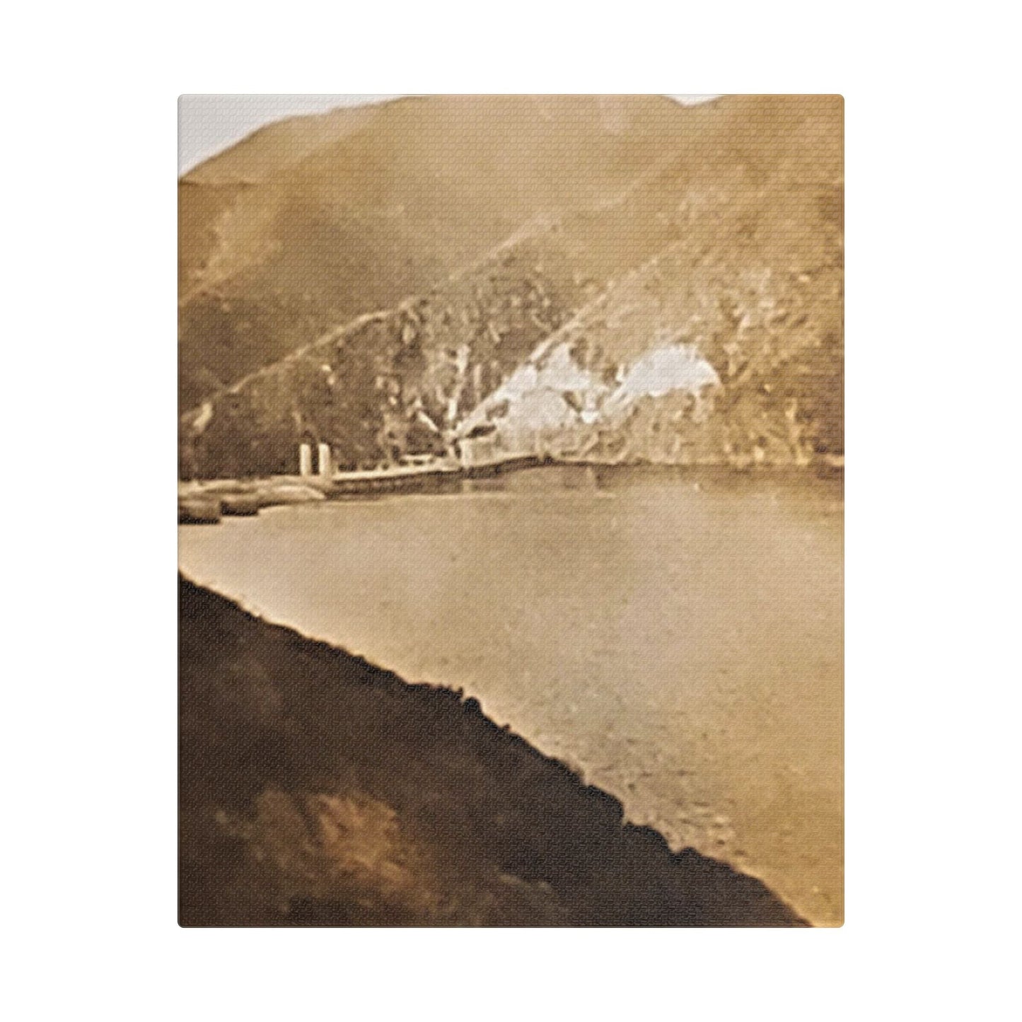 Morris Dam Lake Satin Canvas Stretched